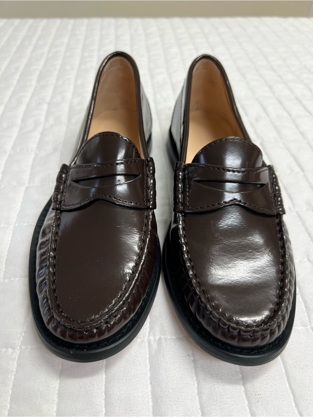 J. Crew New Winona penny loafers Italian spazzolato leather Cocoa Berry Size 5 - Picture 8 of 11